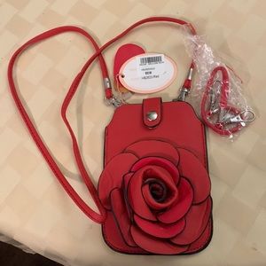 Red leather cross body purse by Mellow World